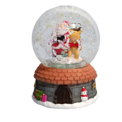 DEKORACIJA NOVOGODIŠNJA 6CM KUGLA SNOW SANTA CLAUS HOUSE