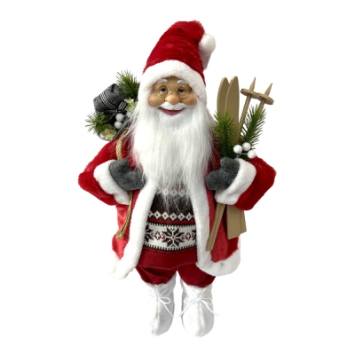 DEKORACIJA NOVOGODIŠNJA PLIŠANA 60CM SANTA CLAUS WHITE/RED SLEDGE