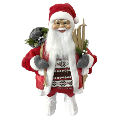 DEKORACIJA NOVOGODIŠNJA PLIŠANA 80CM SANTA CLAUS WHITE/RED SLEDGE