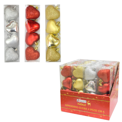 SRCE NOVOGODIŠNJE 6CM 4/1 SHINE/MAT/GLITTER