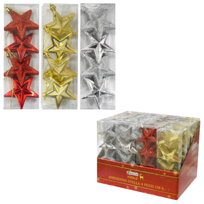 ZVIJEZDA NOVOGODIŠNJA 6CM 4-1 GLITTER/SHINE