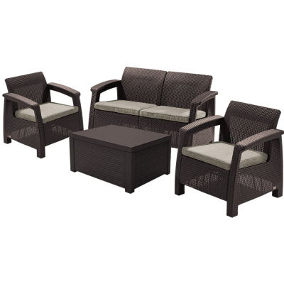 GARNITURA ZA VRT DFFS SMEĐA RATTAN CORFU II 9117-599 ALLIBERT