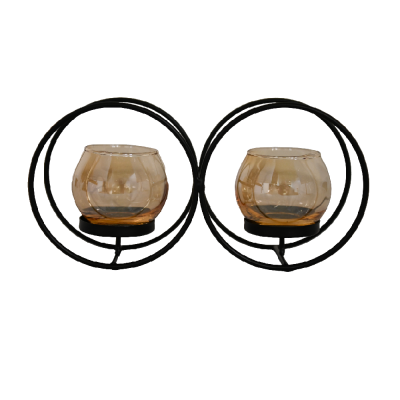 METALNI/STAKLENI SVIJEĆNJAK  22X6X10,5CM