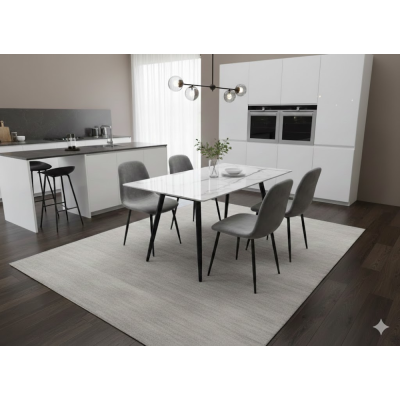 TRPEZARIJSKI STO BOLERO 120X80X76CM BIJELA KERAMIČKA PLOČA/CRNE