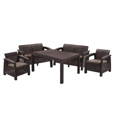 GARNITURA ZA VRT DDFFS SMEĐA RATTAN CORFU FIESTA 223230 ALLIBERT