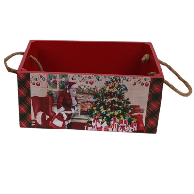 NOVOGODIŠNJI  SANDUK  29X13X19CM SANTA CLAUS WOOD ROPE