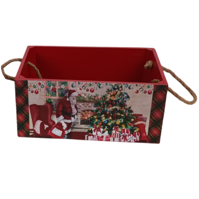 NOVOGODIŠNJI  SANDUK  24X12X14CM SANTA CLAUS WOOD ROPE