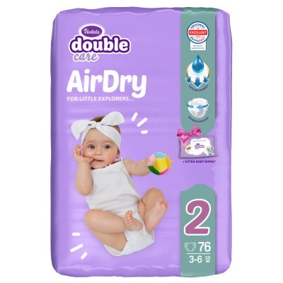 VIOLETA PELENE 76KOM 2 MINI 3-6KG DOUBLE CARE AIR DRY