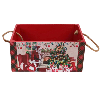 NOVOGODIŠNJI  SANDUK  24X12X14CM SANTA CLAUS WOOD ROPE