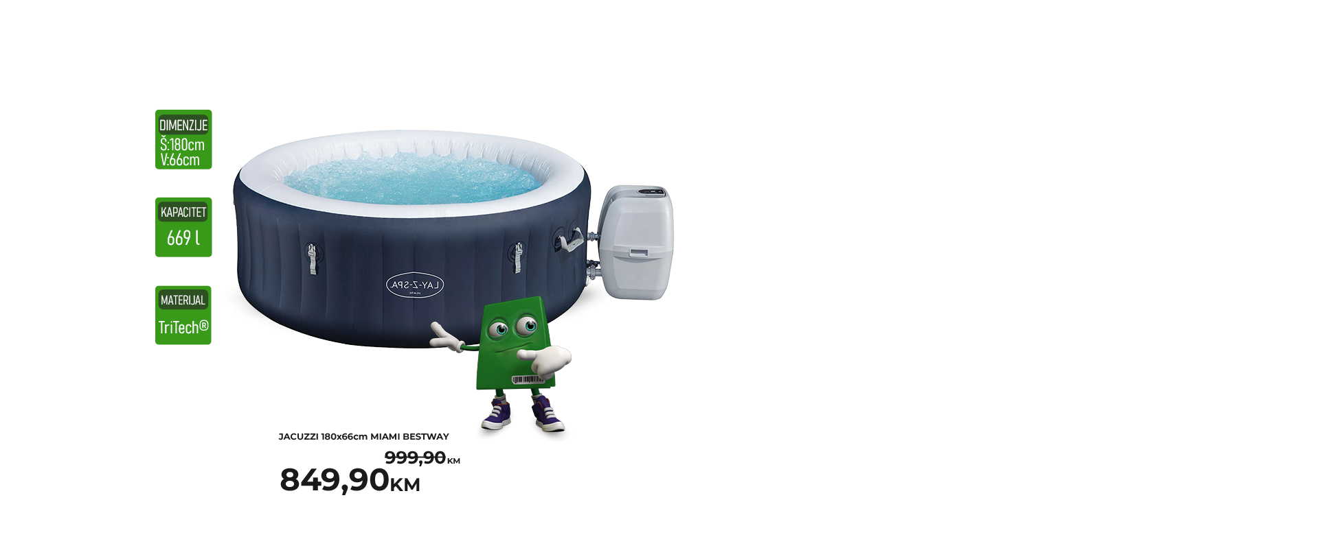 JACUZZI 180X66CM MIAMI BESTWAY 6001C